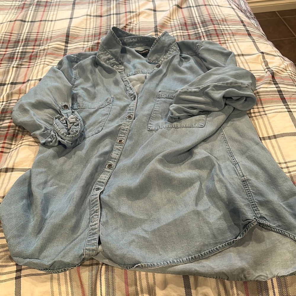 Light Blue Button down denim blouse